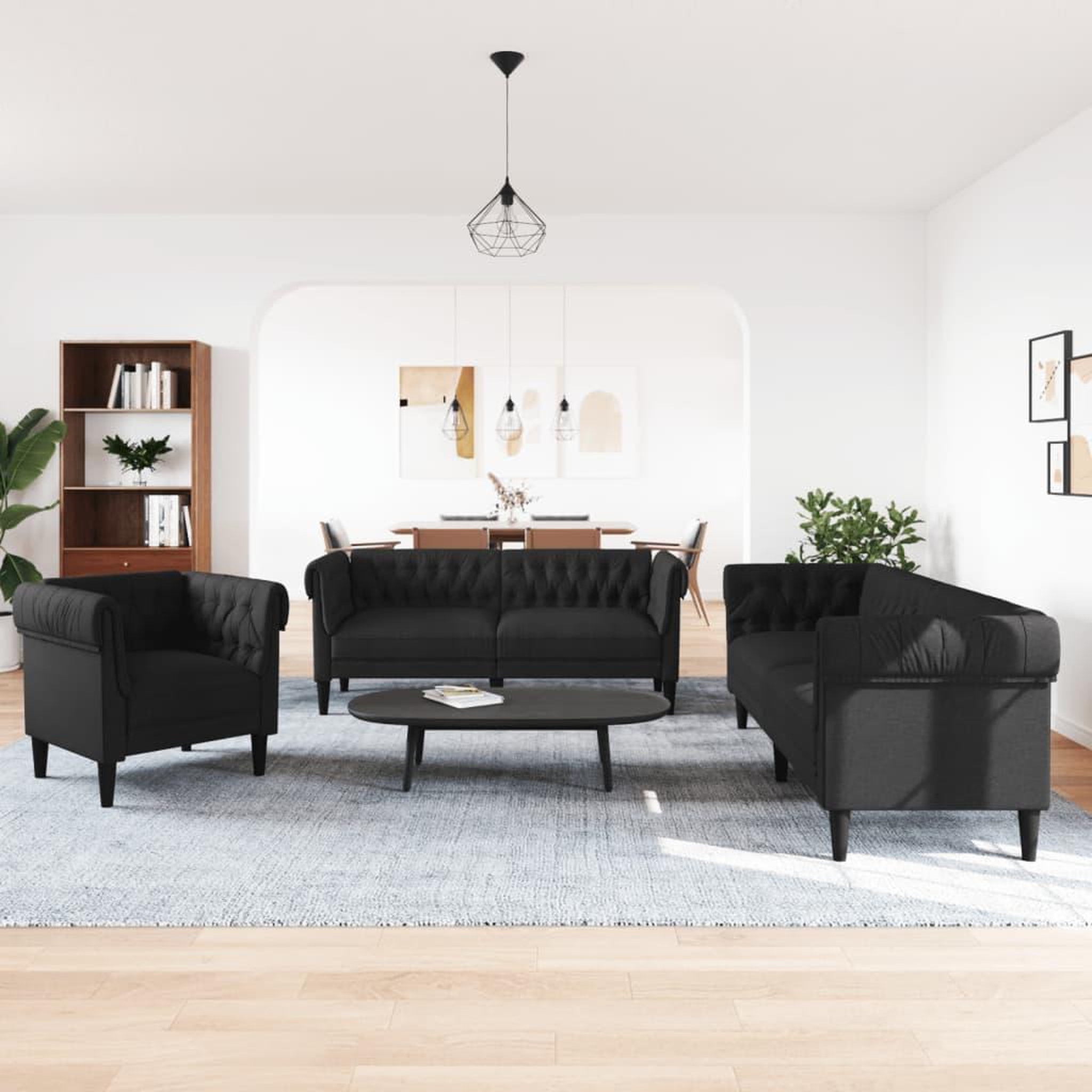 Voir la diapositive 3 : VIDAXL Ensemble de canapes 3 pcs noir tissu