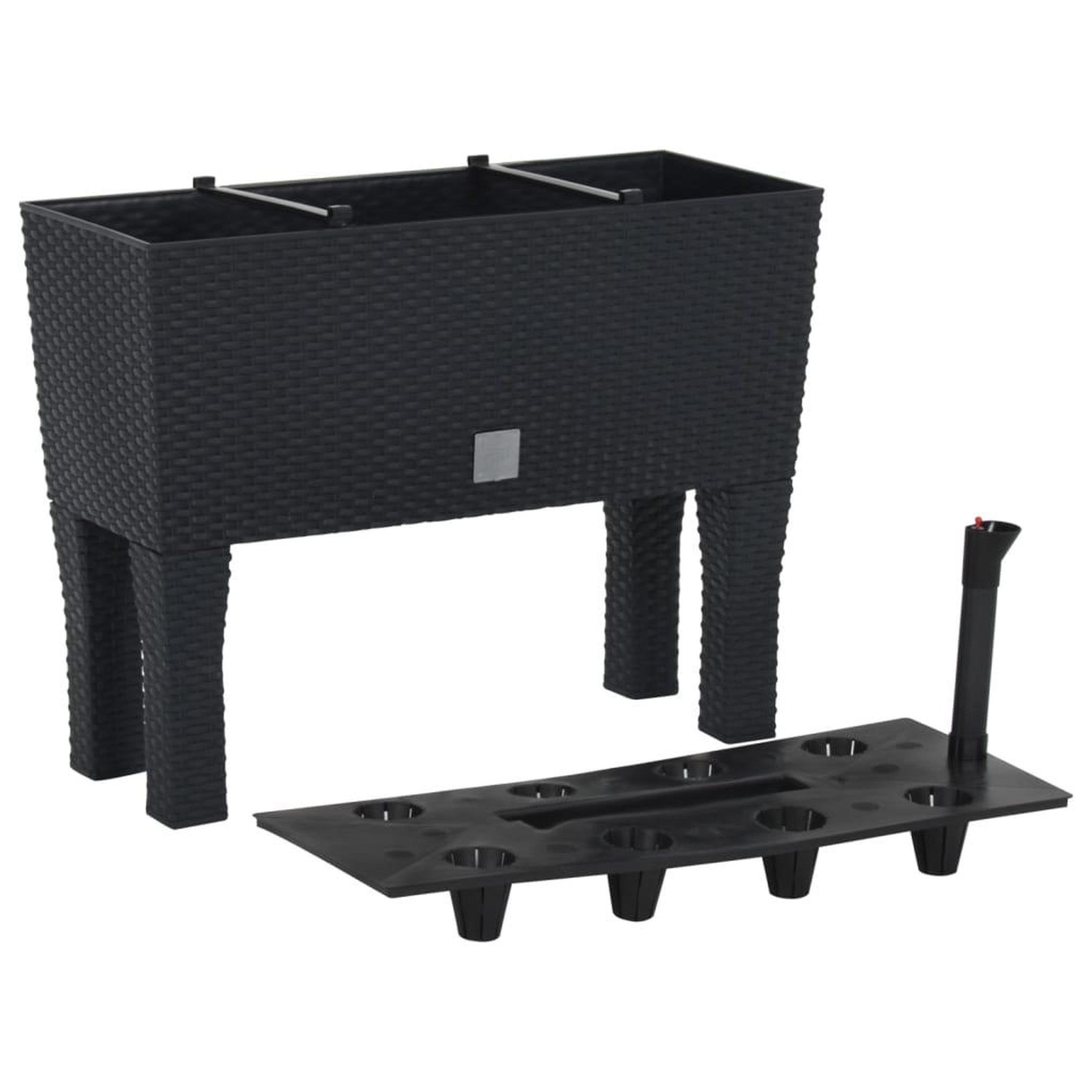 VIDAXL Lit sureleve de jardin anthracite 60x25x46 cm pp rotin