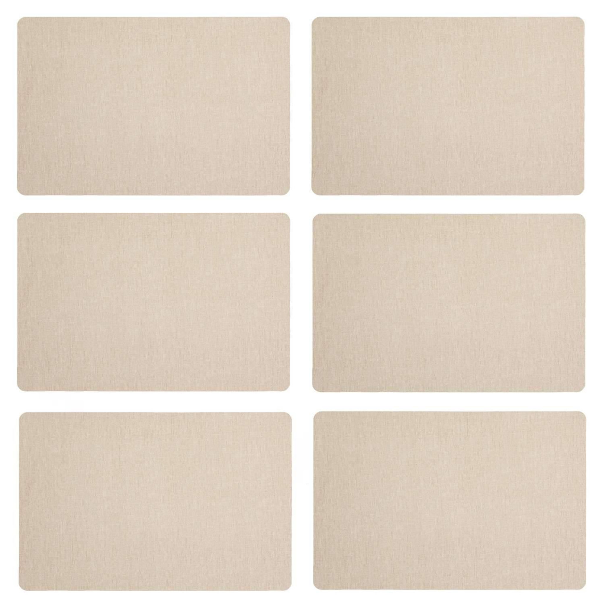 TOILINUX Lot de 6 sets de table rectangulaire lake - 45 x 30 cm - beige