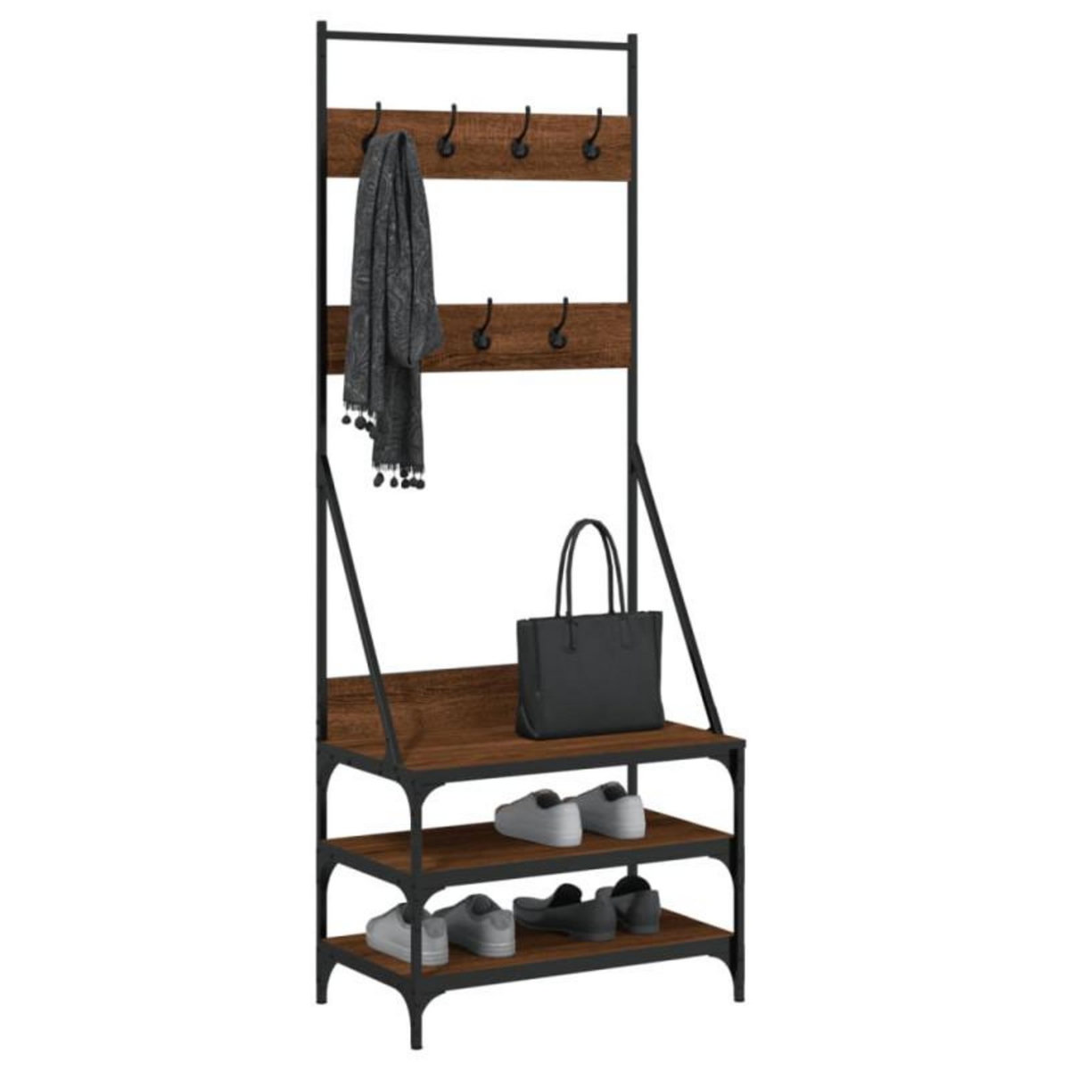 VIDAXL Porte vêtements et rangement des chaussures chêne marron