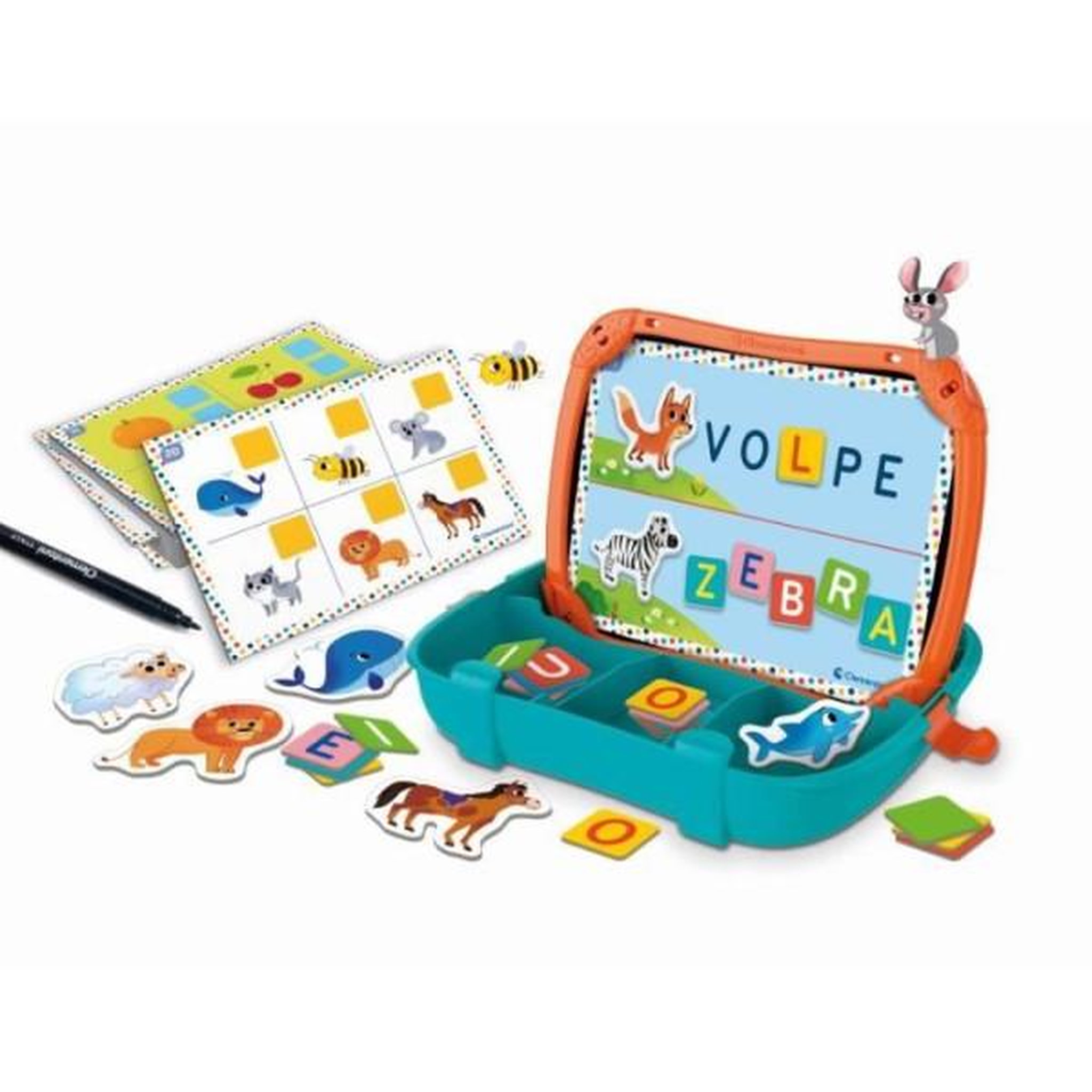 Voir la diapositive 2 : CLEMENTONI Mallette lettres & animaux magnétiques - clementoni - des 3 ans - multicolore - intérieur