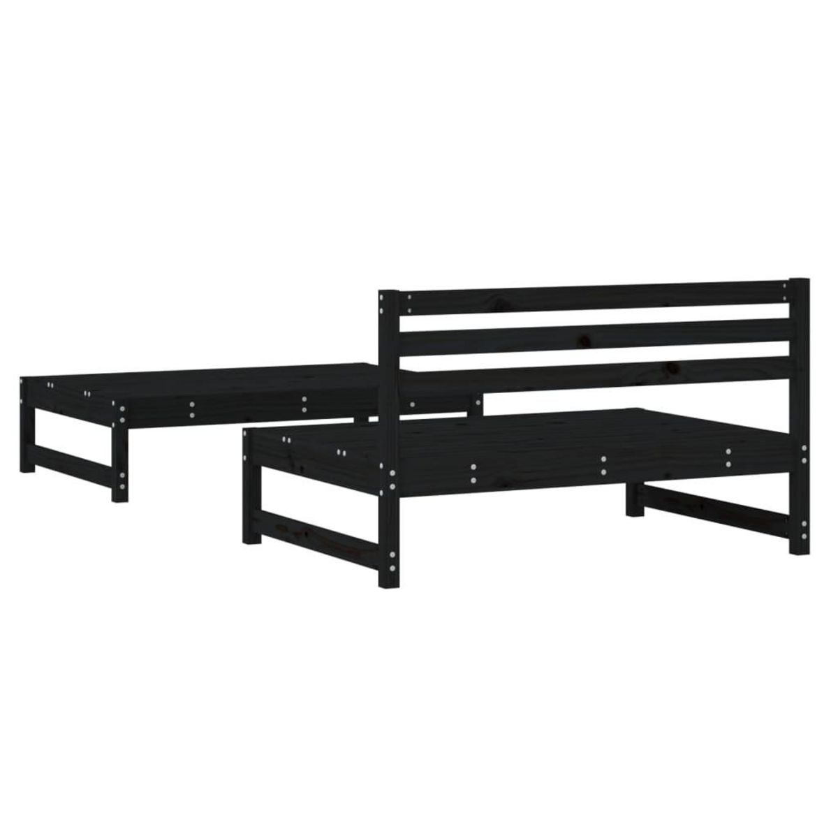 VIDAXL Salon de jardin 2 pcs noir bois massif de pin