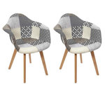 Paris Prix Lot de 2 Fauteuils Design  Patchwork  85cm Gris