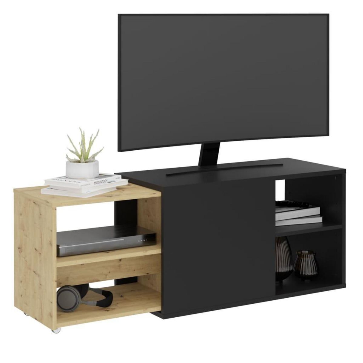 FMD FMD Meuble TV avec 2 compartiments ouverts 133,5x39,9x49,2 cm