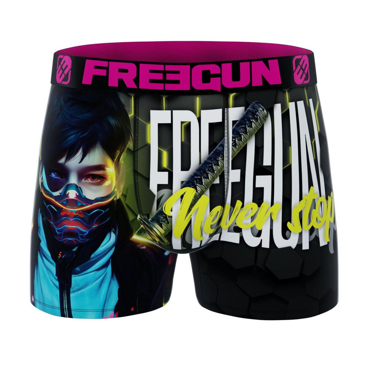 FREEGUN Lot de 3 boxers enfant Manga Cyber