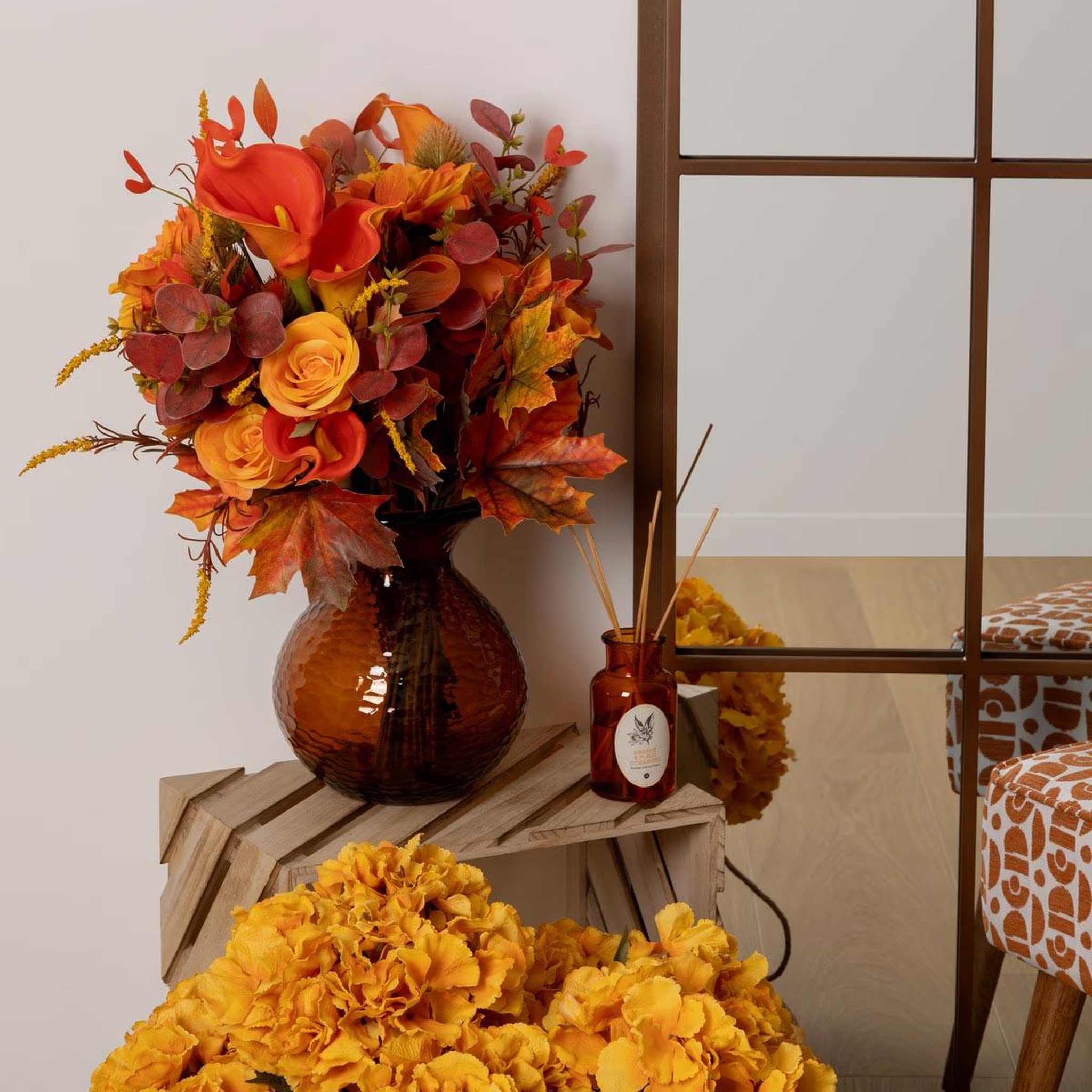 Voir la diapositive 3 : ATMOSPHERA Bouquet artificiel automnal  james  55cm orange