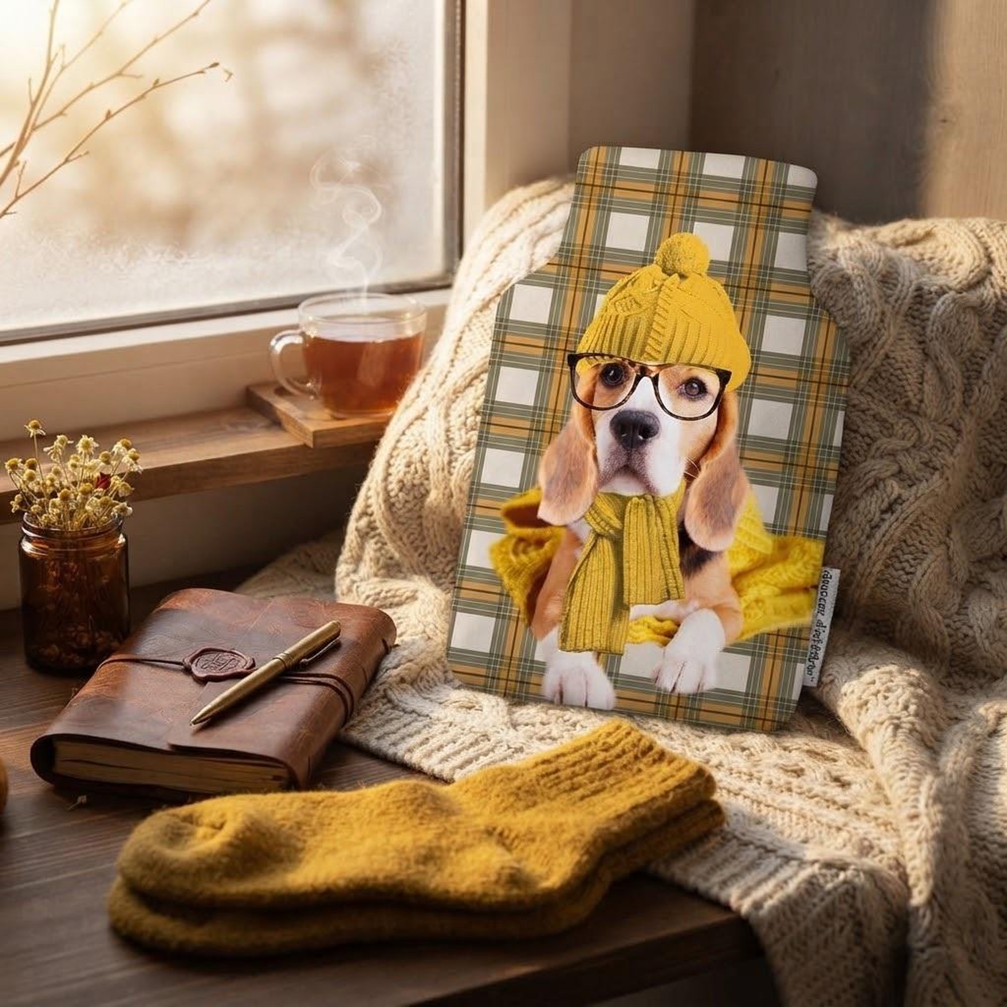Voir la diapositive 4 : Eden Housse de bouillotte beagle a lunette