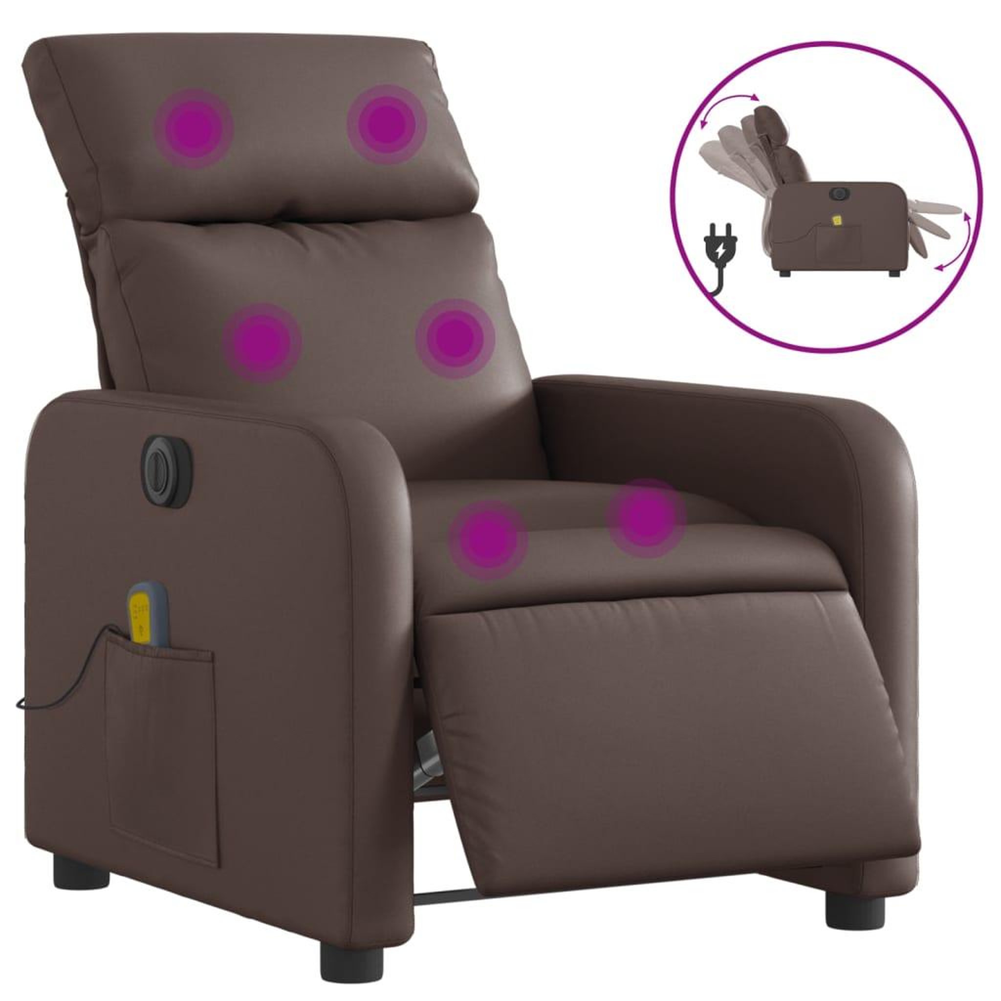 Voir la diapositive 2 : VIDAXL Fauteuil de massage inclinable electrique marron similicuir