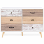 Voir la diapositive 3 : ID MARKET Commode 6 tiroirs BAHIA 115 cm scandinave