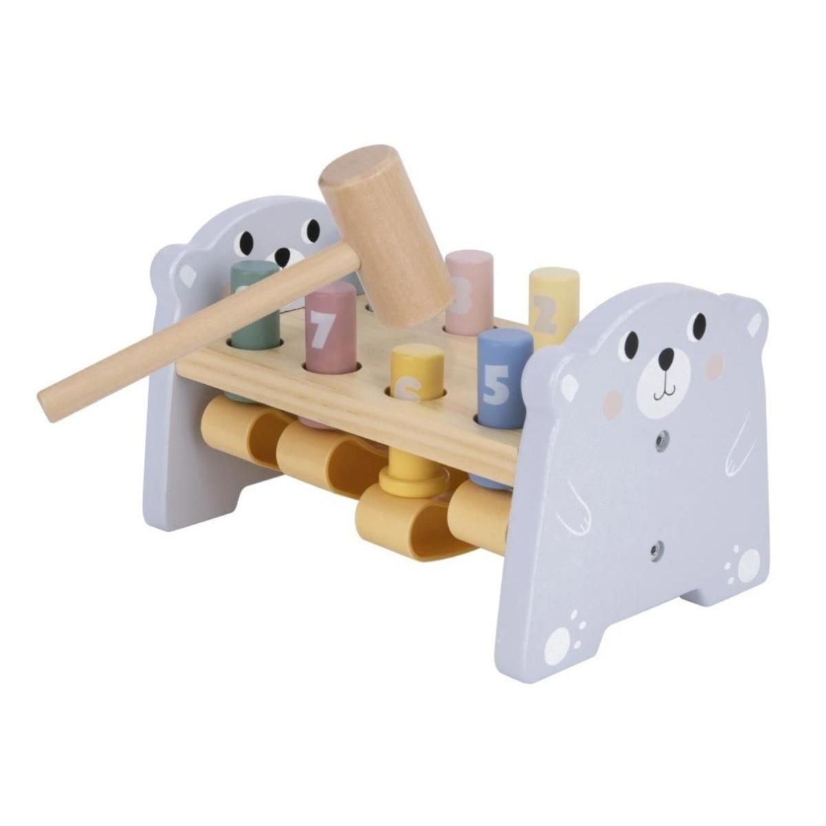 ELINELI Jeu Marteau ours en bois avec chiffres