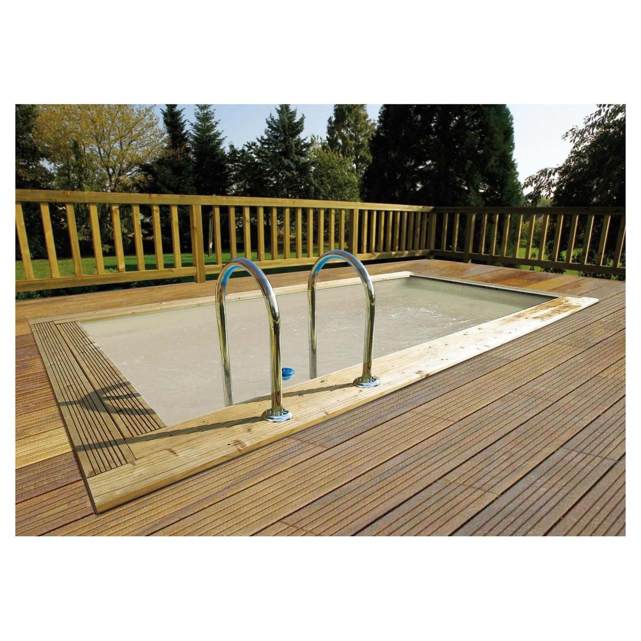 Voir la diapositive 1 : UBBINK Piscine enterrée bois rectangulaire - 250x450x140cm -  Liner Beige -URBAN POOL
