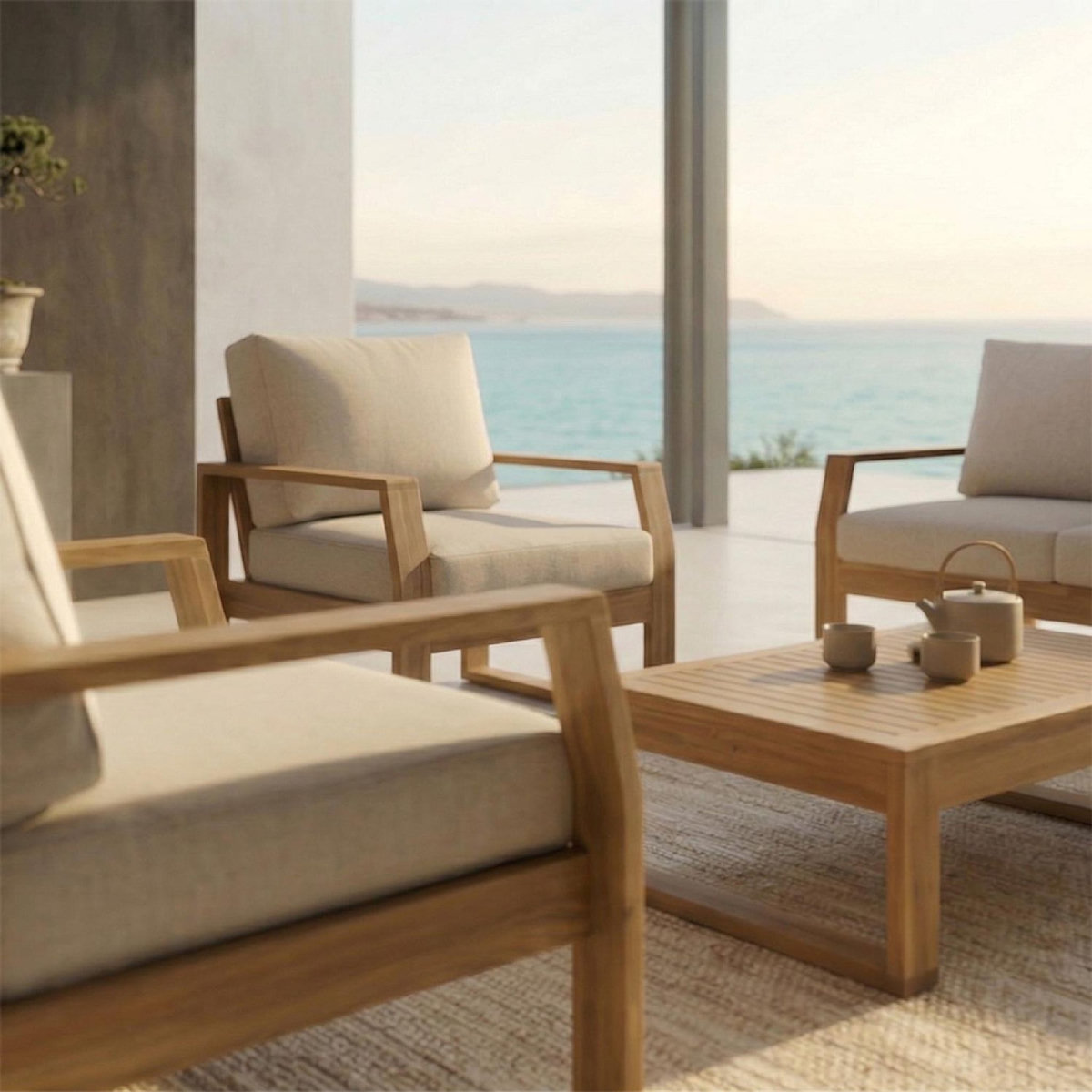 CONCEPT USINE Salon de jardin 5 places en bois d'acacia SURIN