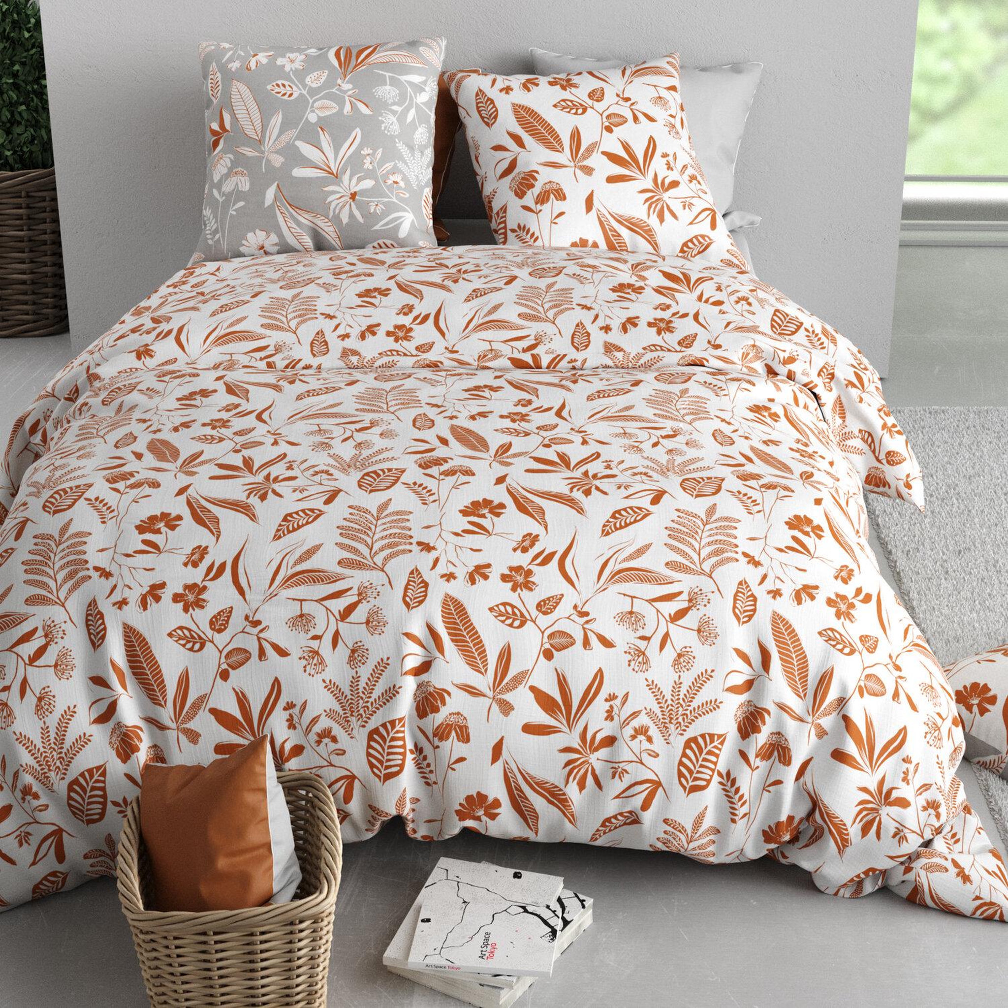 Voir la diapositive 3 : ATELIER DU COTON Parure housse de couette 100% coton 57fils kaylie