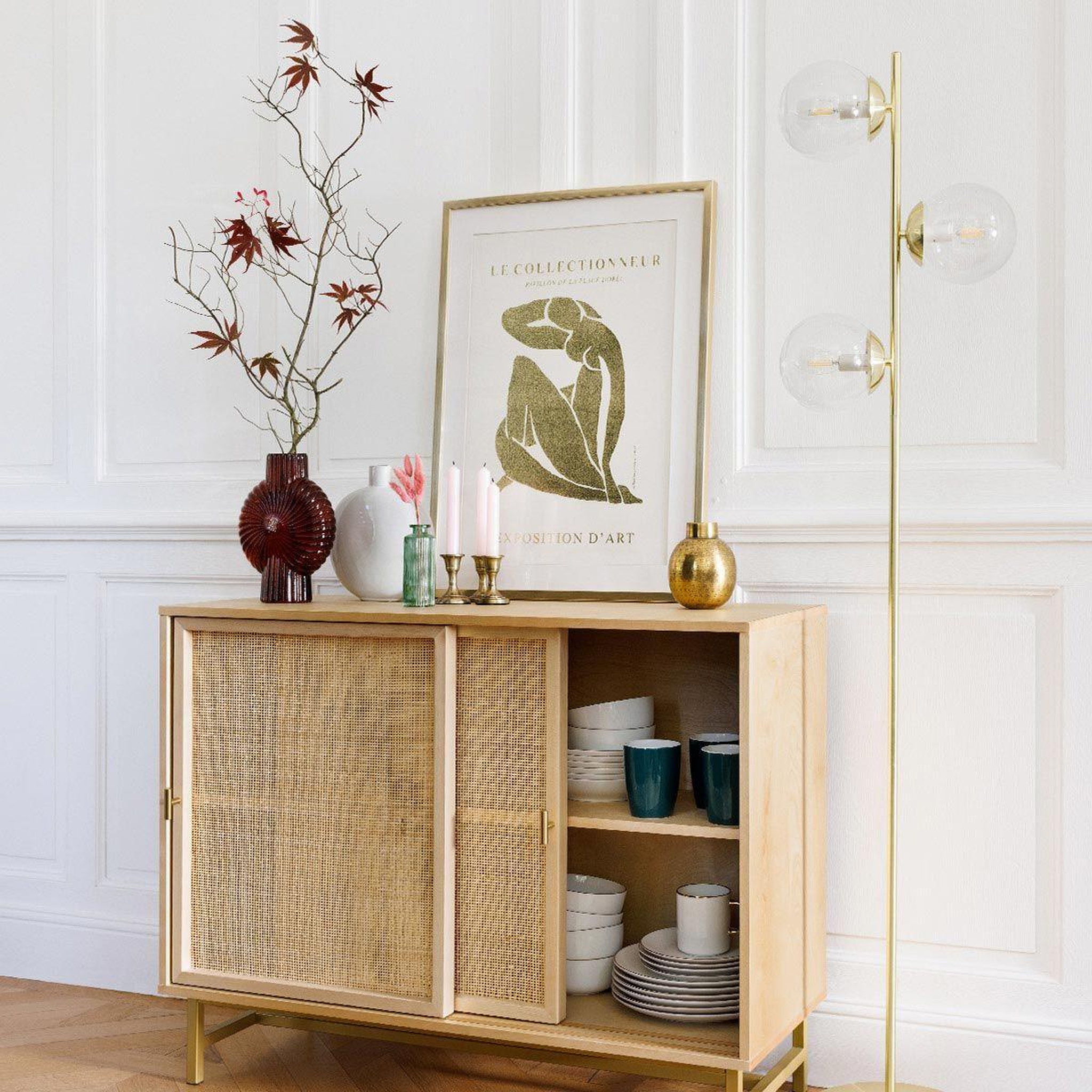 Voir la diapositive 5 : ATMOSPHERA Lampadaire en métal  le collectionneur  162cm or