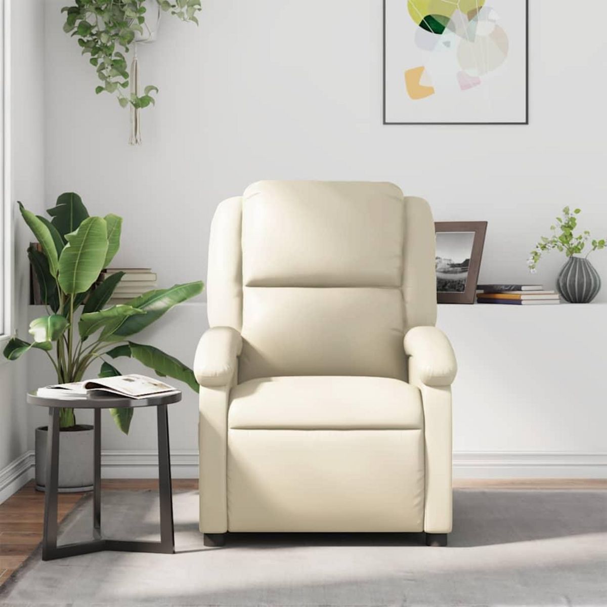 VIDAXL Fauteuil inclinable Creme Similicuir
