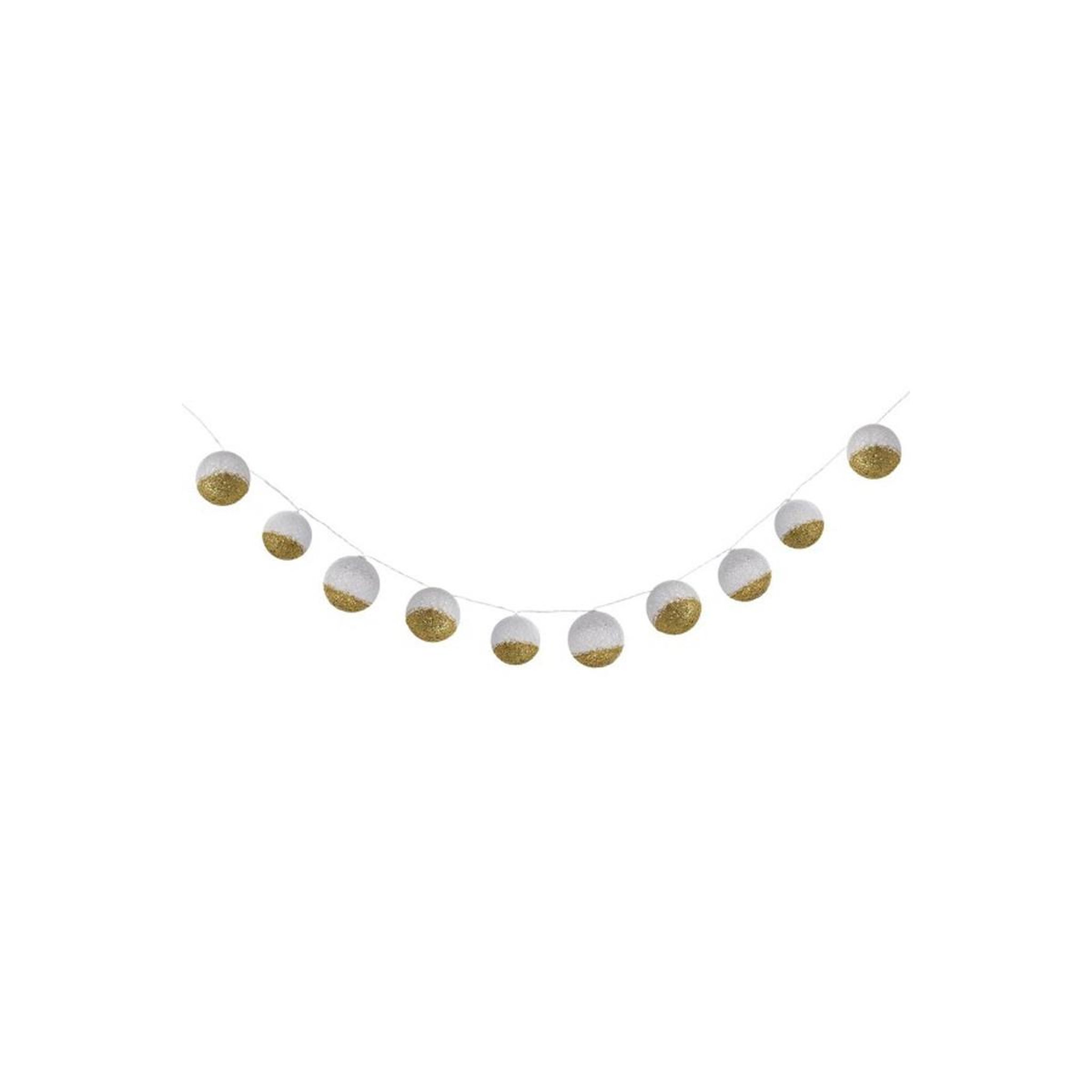 Voir la diapositive 1 : Atmosphera Kids Guirlande lumineuse  boule  178cm blanc & or