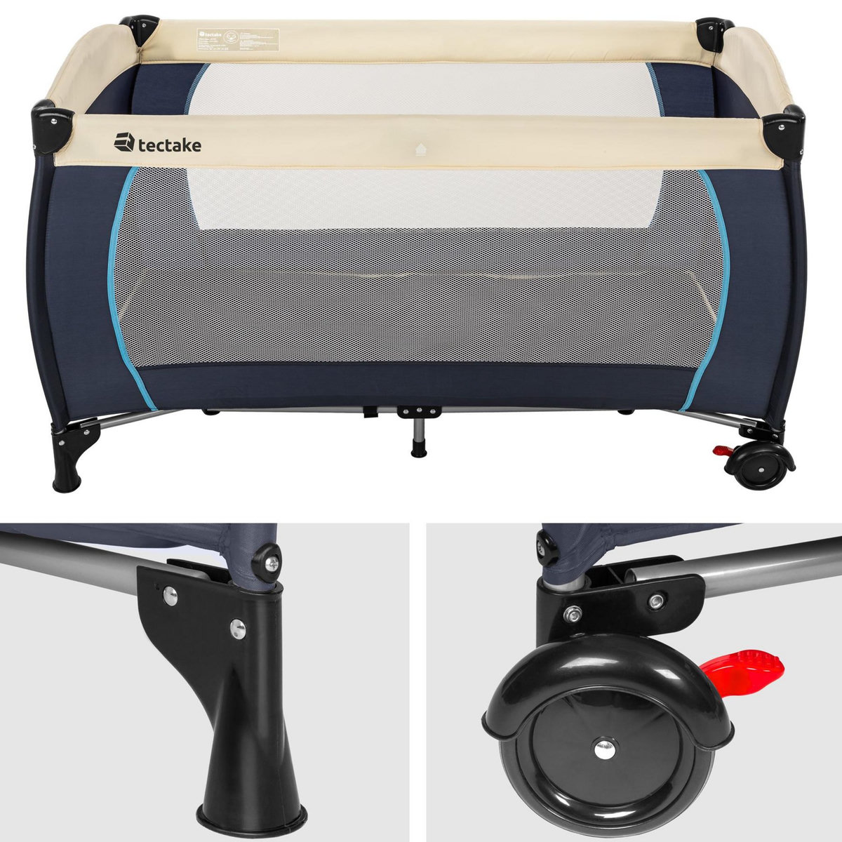 tectake Lit Parapluie, Lit Bébé Pliant + 1 Sac de Rangement