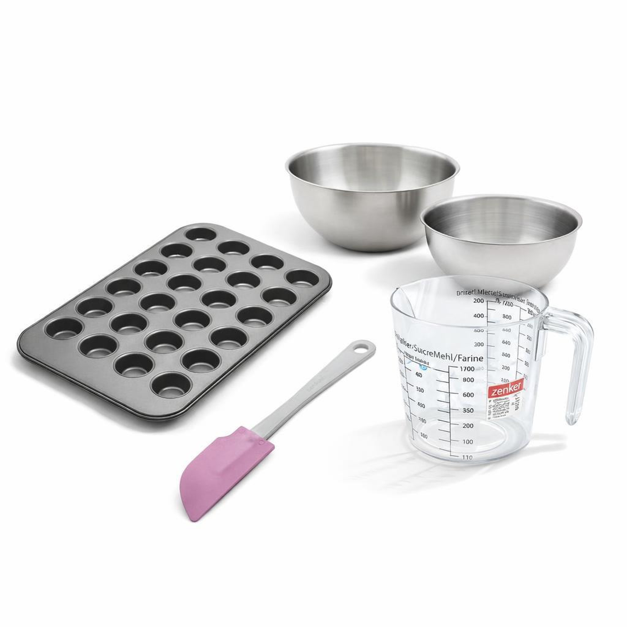 ZENKER Set de 5 ustensiles de pâtisserie moule à gâteaux bol spatule et verre doseur black metallic black mettallic zenker  black mettallic