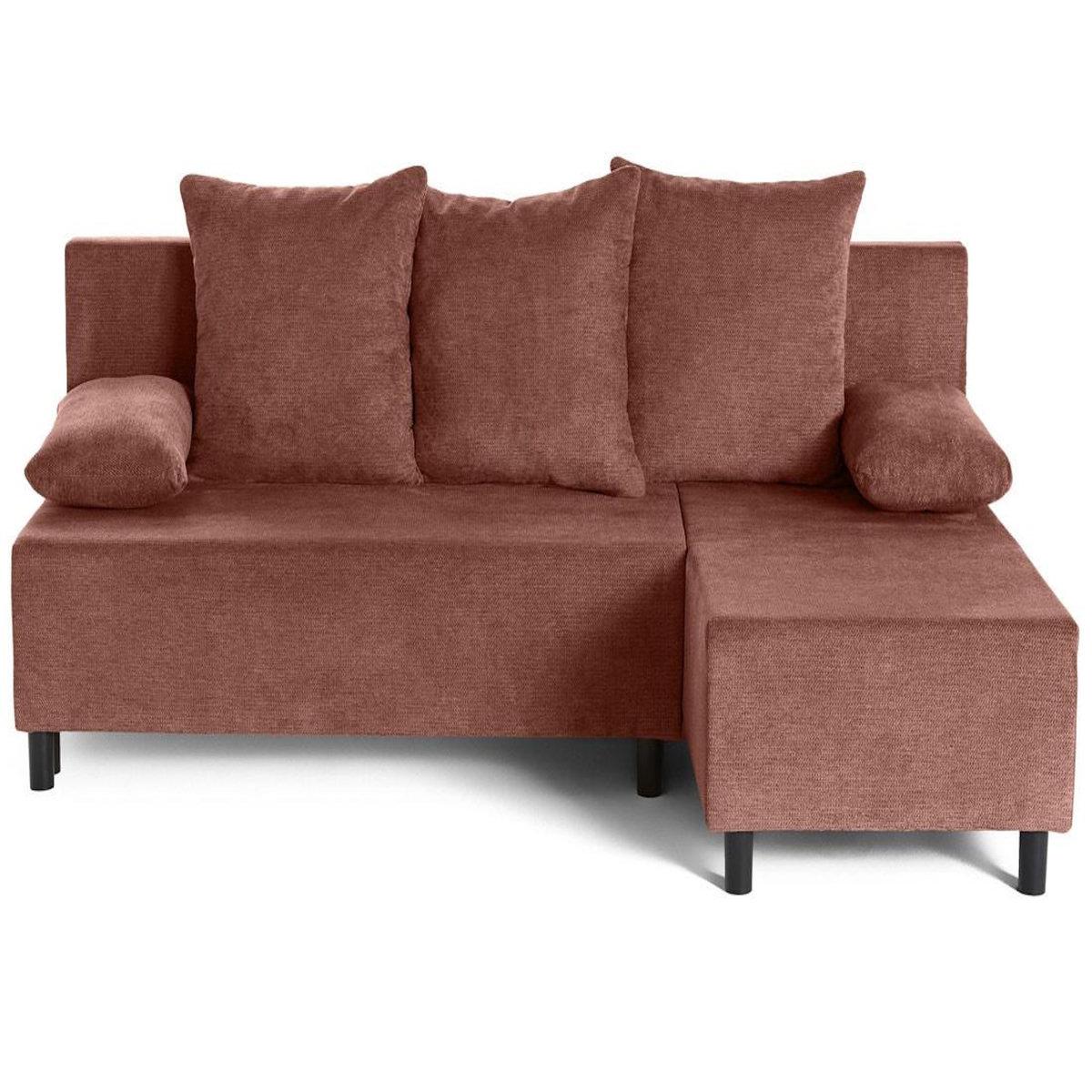 BEST MOBILIER Gloria - canapé d'angle réversible 4 places convertible avec coffre en tissu texturé