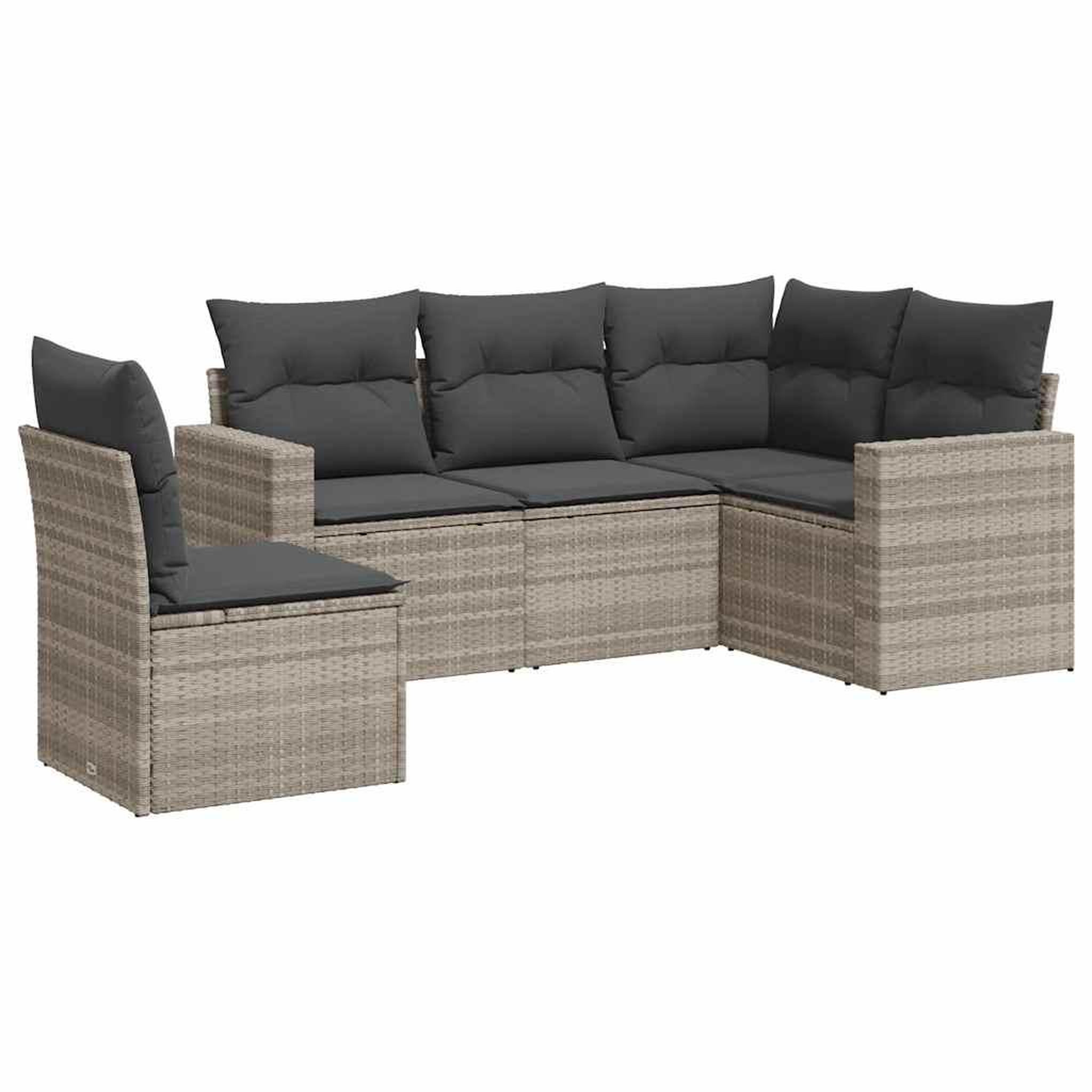 Voir la diapositive 2 : VIDAXL Salon de jardin 5 pcs avec coussins gris clair resine tressee
