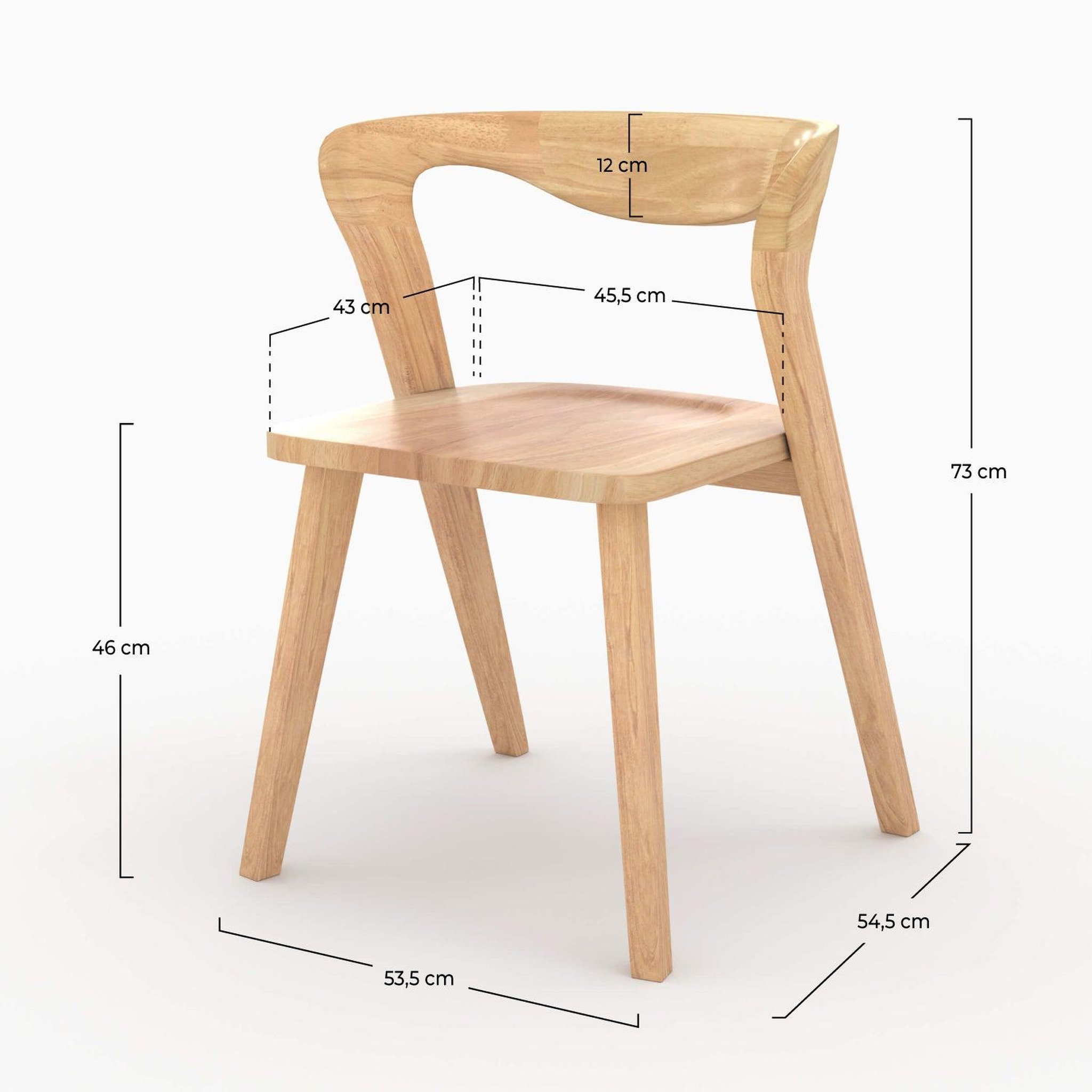 Voir la diapositive 4 : MAISON PAVANE Chaise en bois d'hévéa clair, dossier courbé-vega
