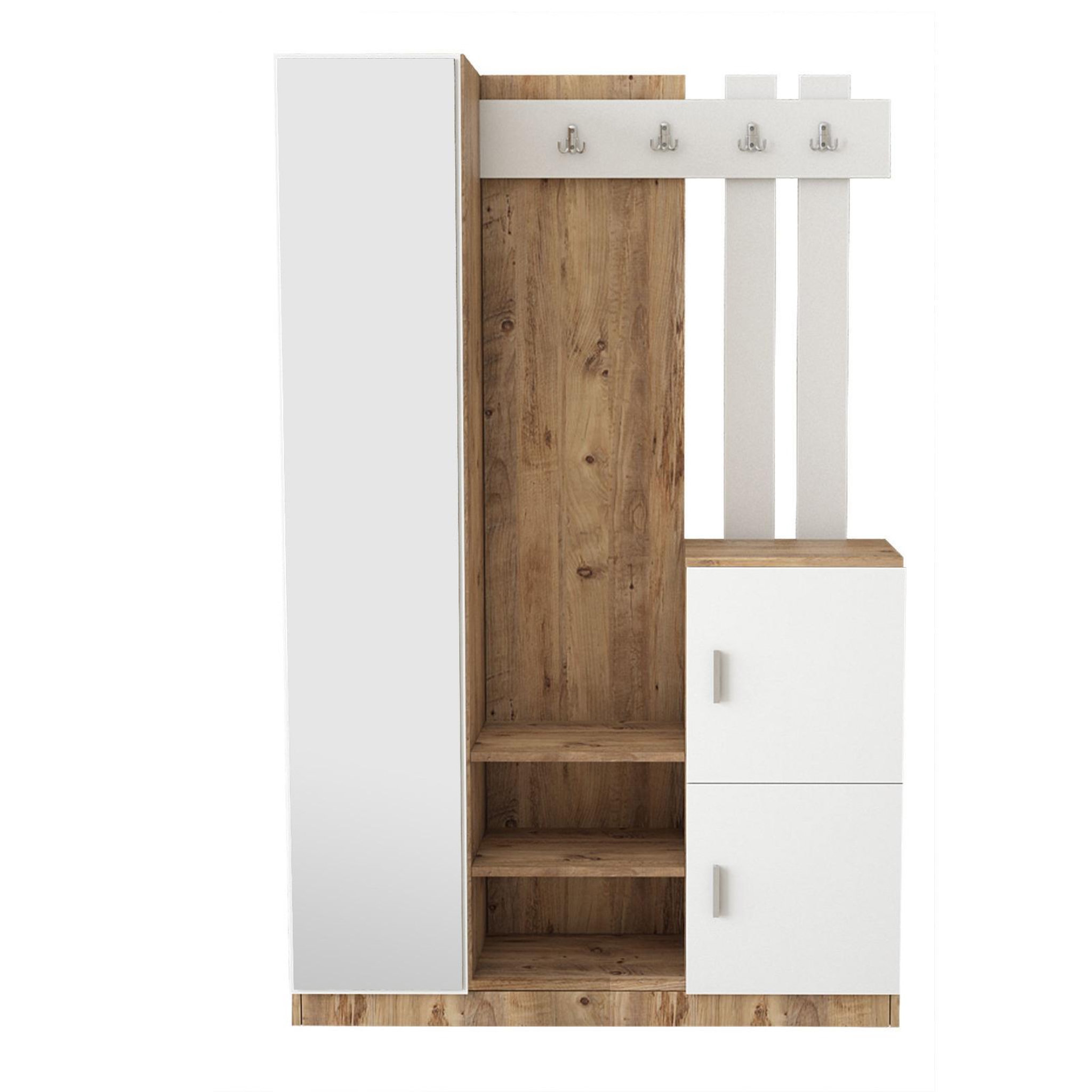 Habitat et Jardin Meuble d'entrée en bois  dd7  - 113 x 37 x 179 cm - blanc