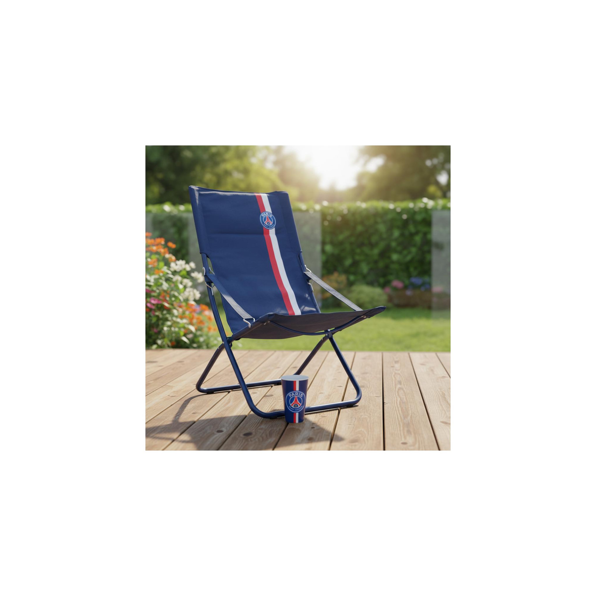 Voir la diapositive 4 : PSG Chilienne pliable - chaise d'extérieur - paris saint germain - bleu