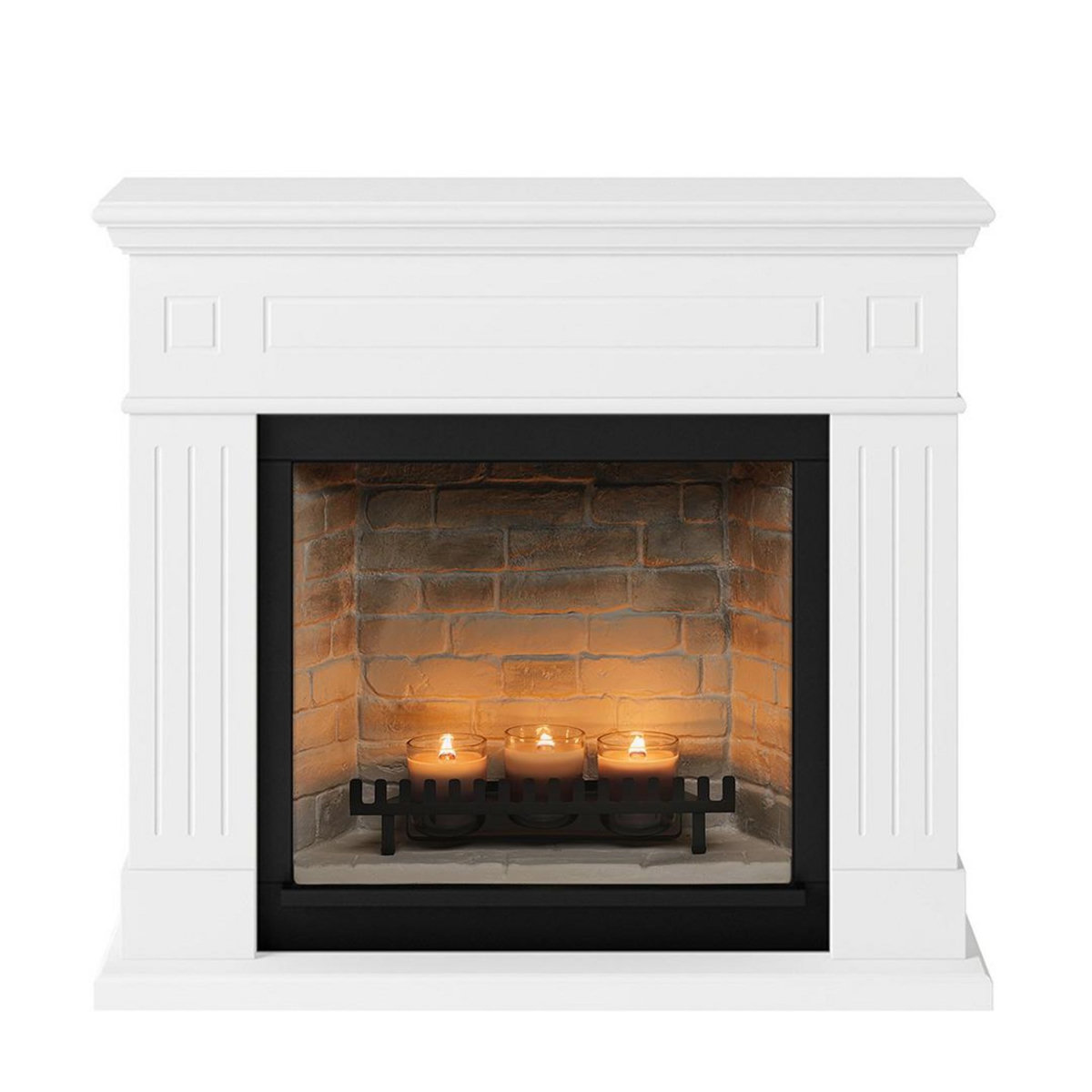 CENTRALE BRICO Cheminée électrique à bougies parfumées - LARSEN Zenflame - Effets flammes et crépitement - Blanc