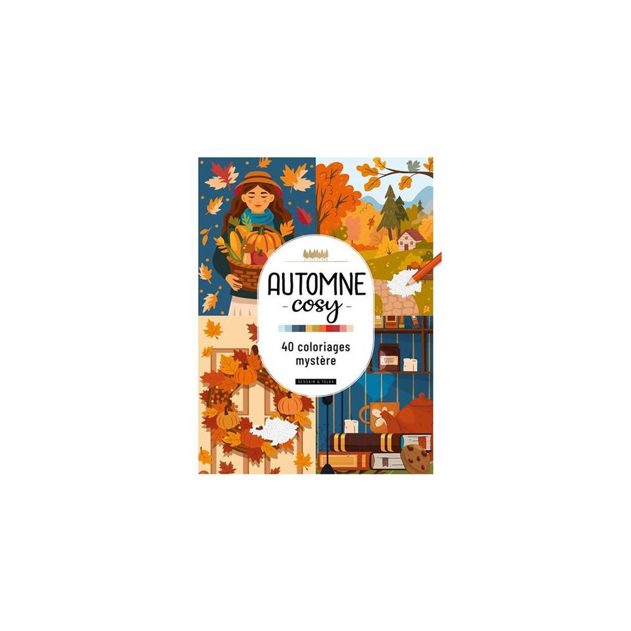 DESSAIN ET TOLRA Livre de coloriage mystère automne cosy 40 scènes numérotées, 96 pages, couverture rigide