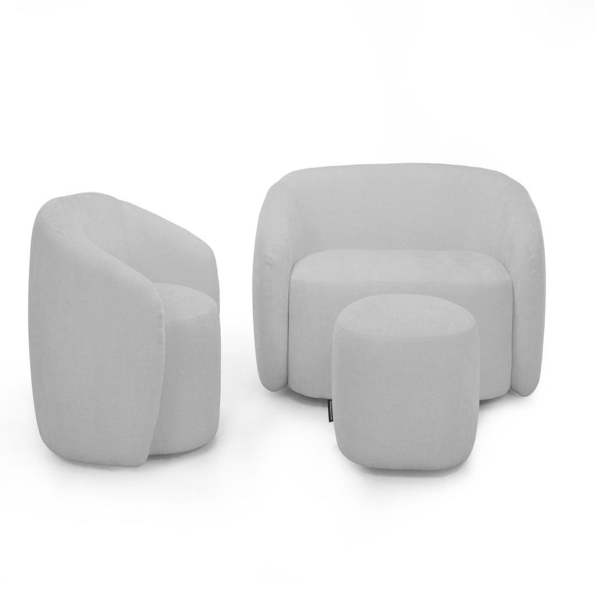 Voir la diapositive 1 : CASANOVA PARIS Aurelie - pack canapé droit 2 places + fauteuil + pouf tissu