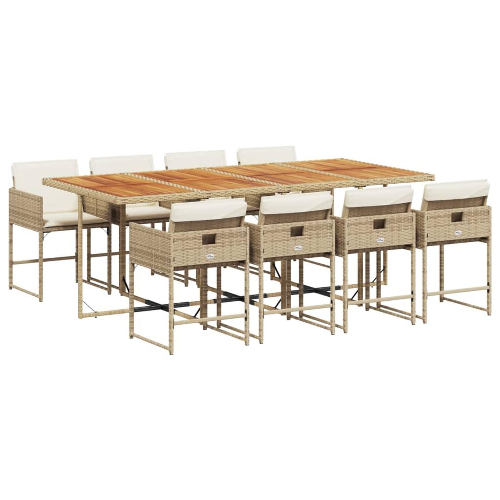 Voir la diapositive 2 : VIDAXL Ensemble a manger de jardin et coussins 9 pcs beige Poly rotin