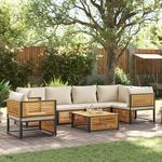 VIDAXL Salon de jardin avec coussins 7 pcs bois massif d'acacia