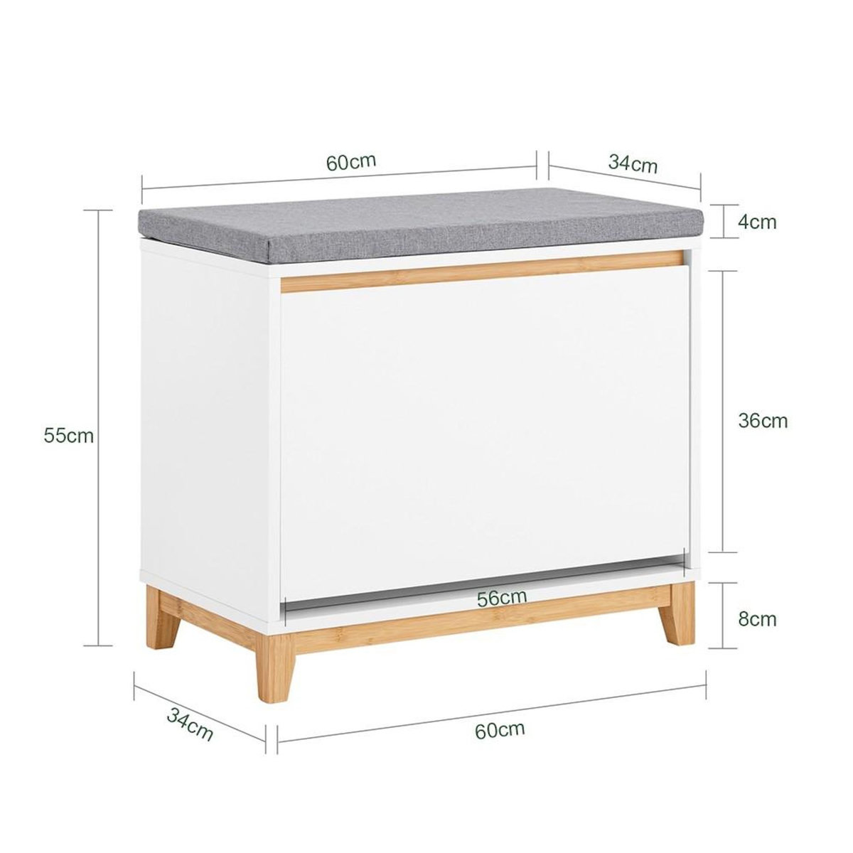 SOBUY SoBuy - Banc de rangement à chaussures avec une porte - Couleur Bois - 60x34x55cm - FSR191-NW