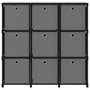 Voir la diapositive 2 : VIDAXL Etagere a 9 cubes avec boîtes Noir 103x30x107,5 cm Tissu