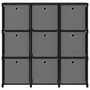 Voir la diapositive 2 : VIDAXL Etagere a 9 cubes avec boîtes Noir 103x30x107,5 cm Tissu