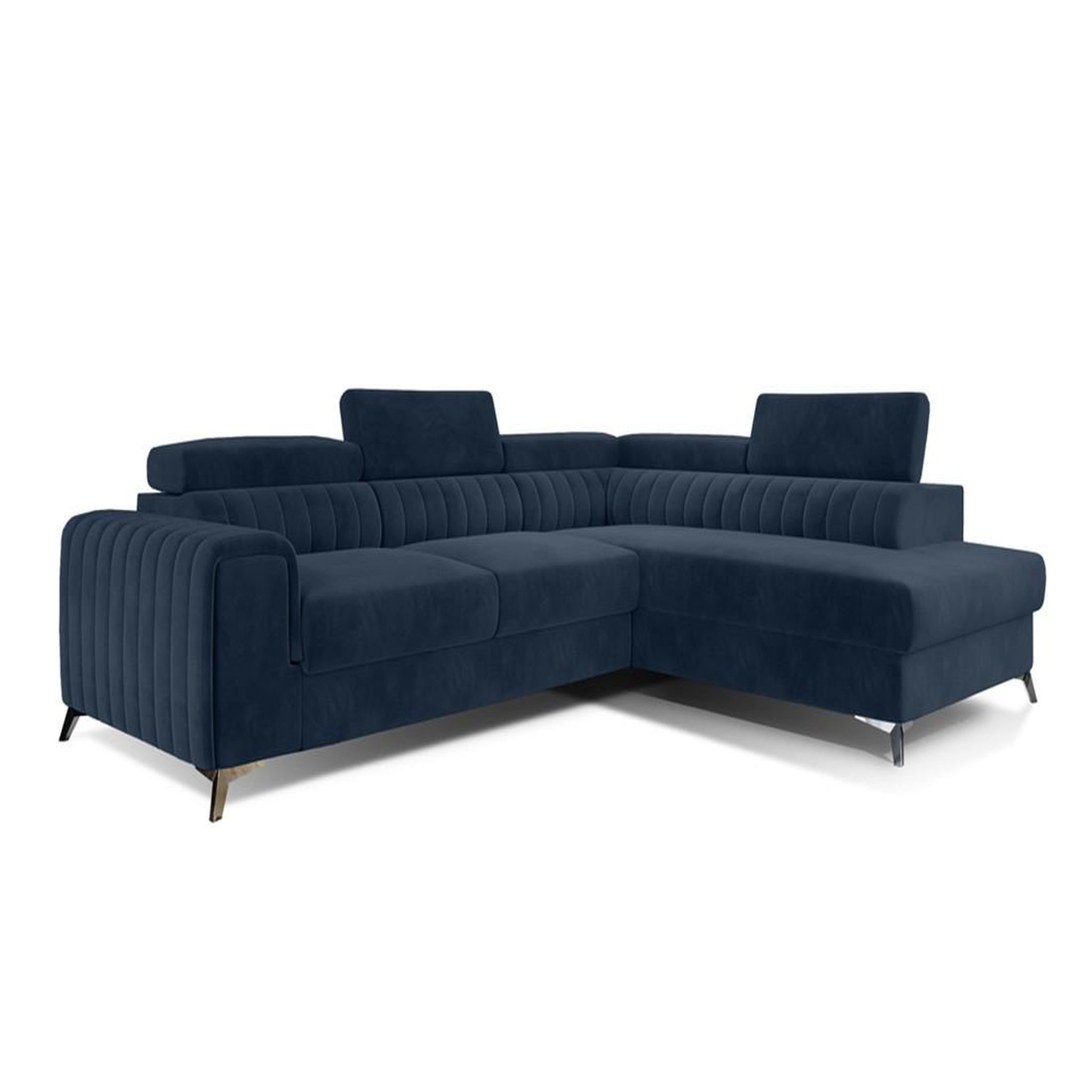 Voir la diapositive 4 : BEST MOBILIER Talisay - canapé d'angle droit - 5 places - convertible avec coffre - en velours