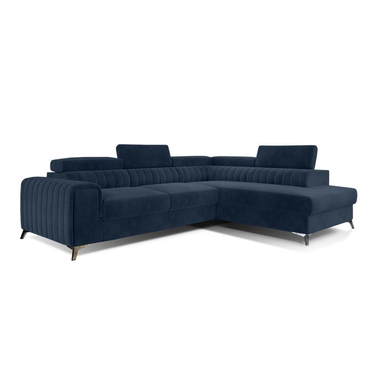 BEST MOBILIER Talisay - canapé d'angle droit - 5 places - convertible avec coffre - en velours