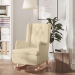 VIDAXL Fauteuil et pieds a bascule en bois d'hevea solide creme Tissu