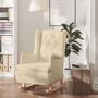 Voir la diapositive 1 : VIDAXL Fauteuil et pieds a bascule en bois d'hevea solide creme Tissu