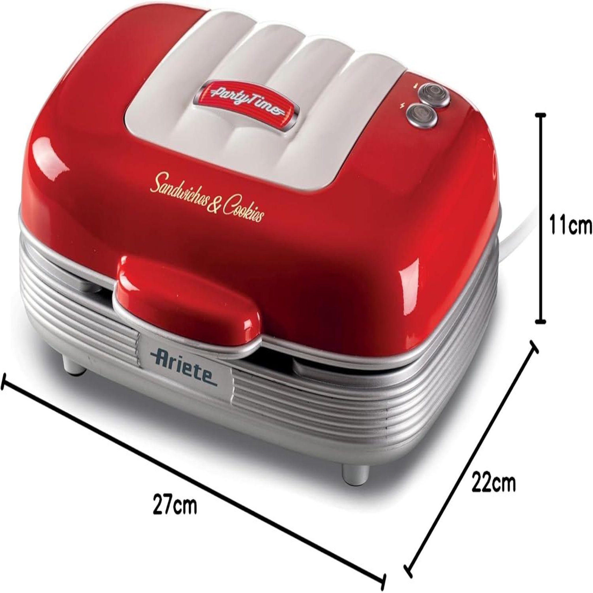 Voir la diapositive 4 : ARIETE Appareil à sandwich 3en1 700w rouge - 1972ROUGE