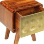 VIDAXL Table de chevet Bois de Sesham solide Imprime dore 49x40x30 cm