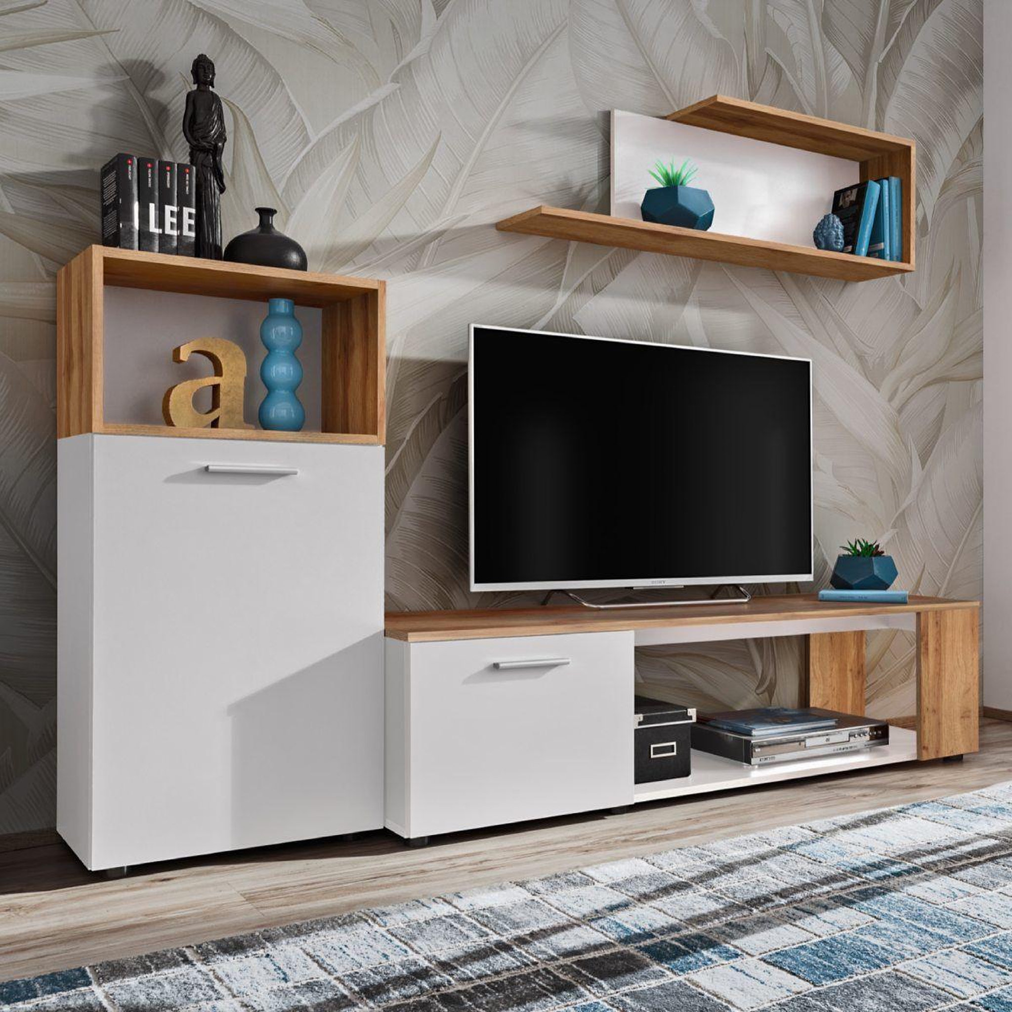 Paris Prix Ensemble meuble tv  maze i  200cm blanc & naturel