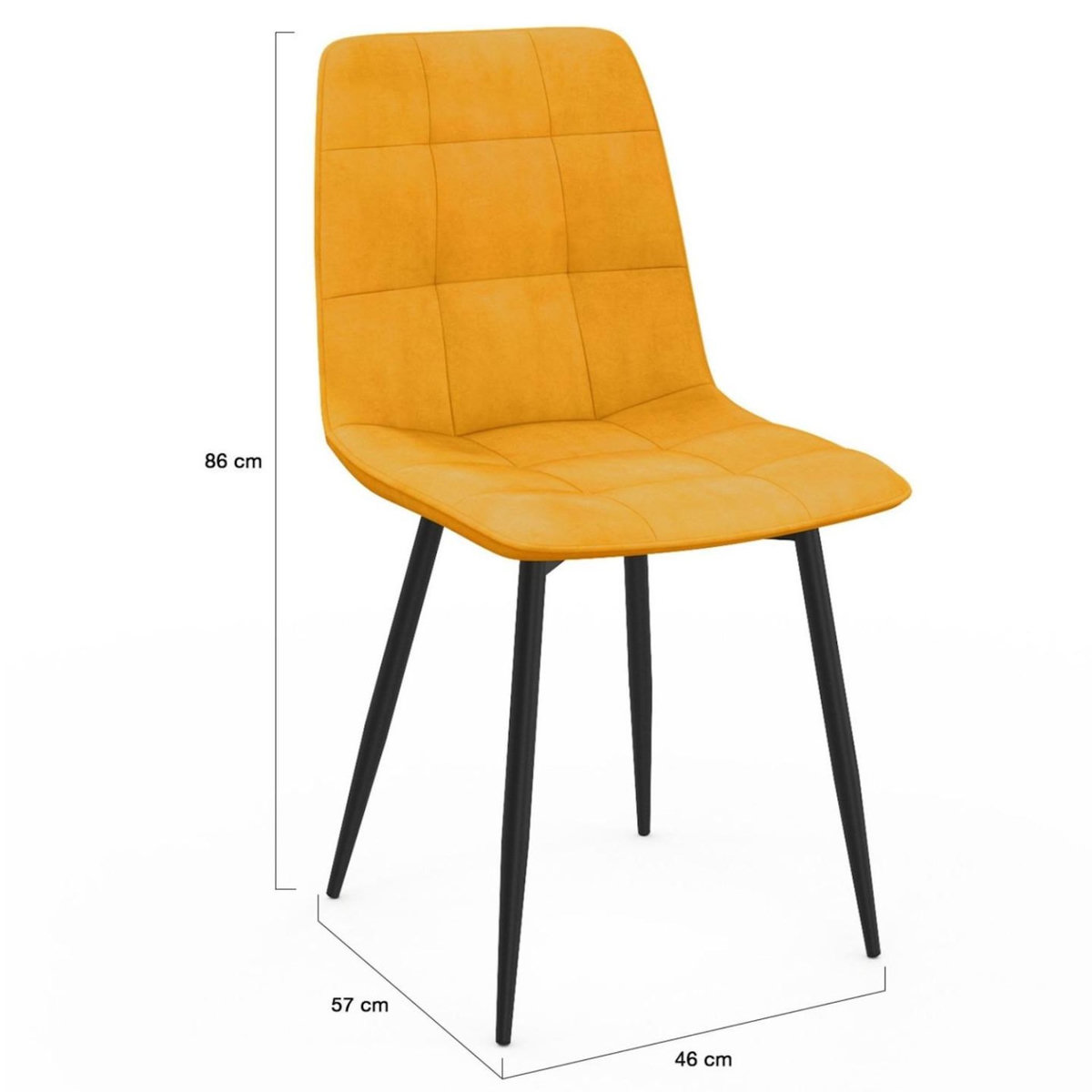 ID MARKET Lot de 8 chaises MILA en velours mix color bleu x3, rose x3, jaune ocre x2