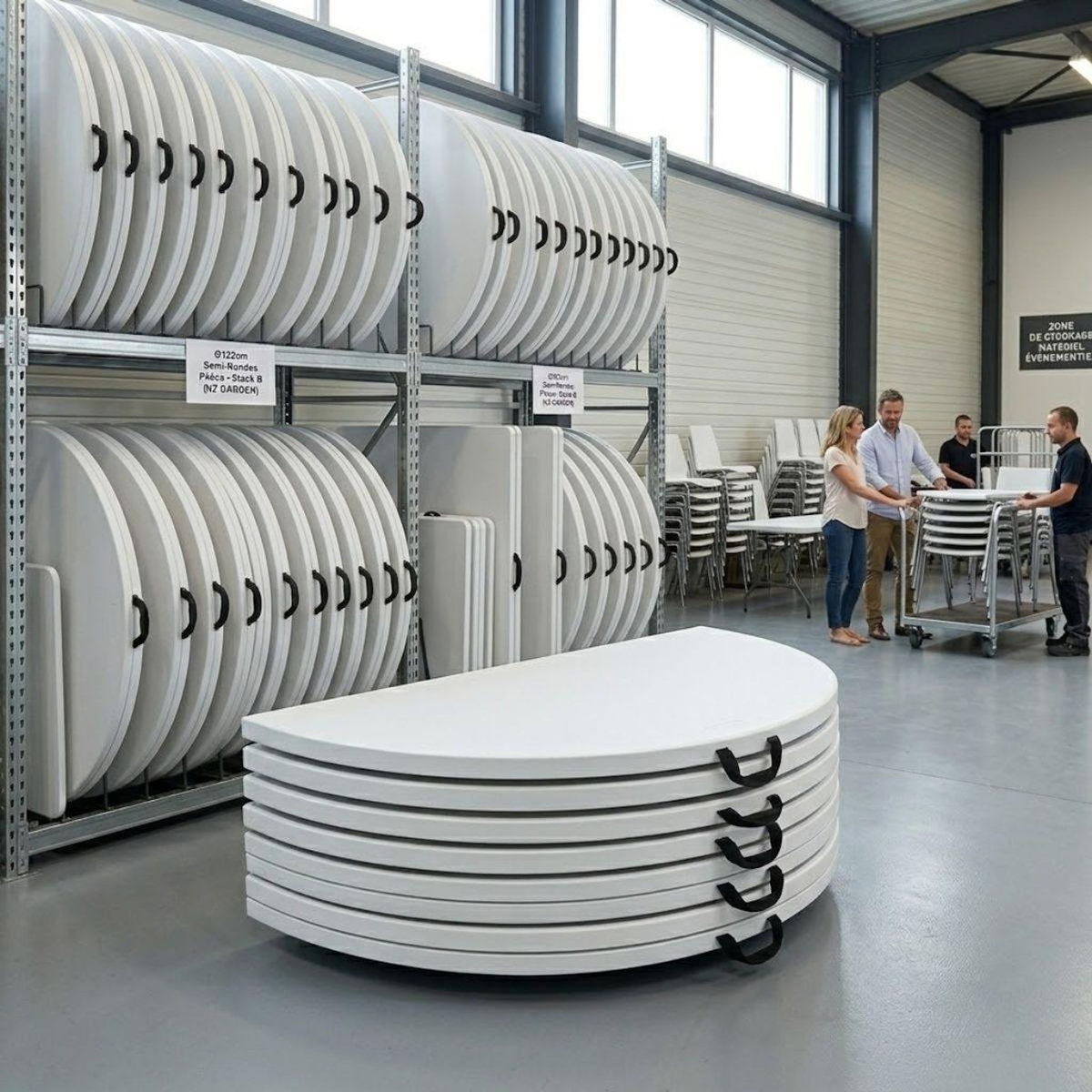 KZ GARDEN Table ronde pliante blanche Ø122cm Table d'appoint Interieur Exterieur Jardin Camping Réceptions KZ GARDEN