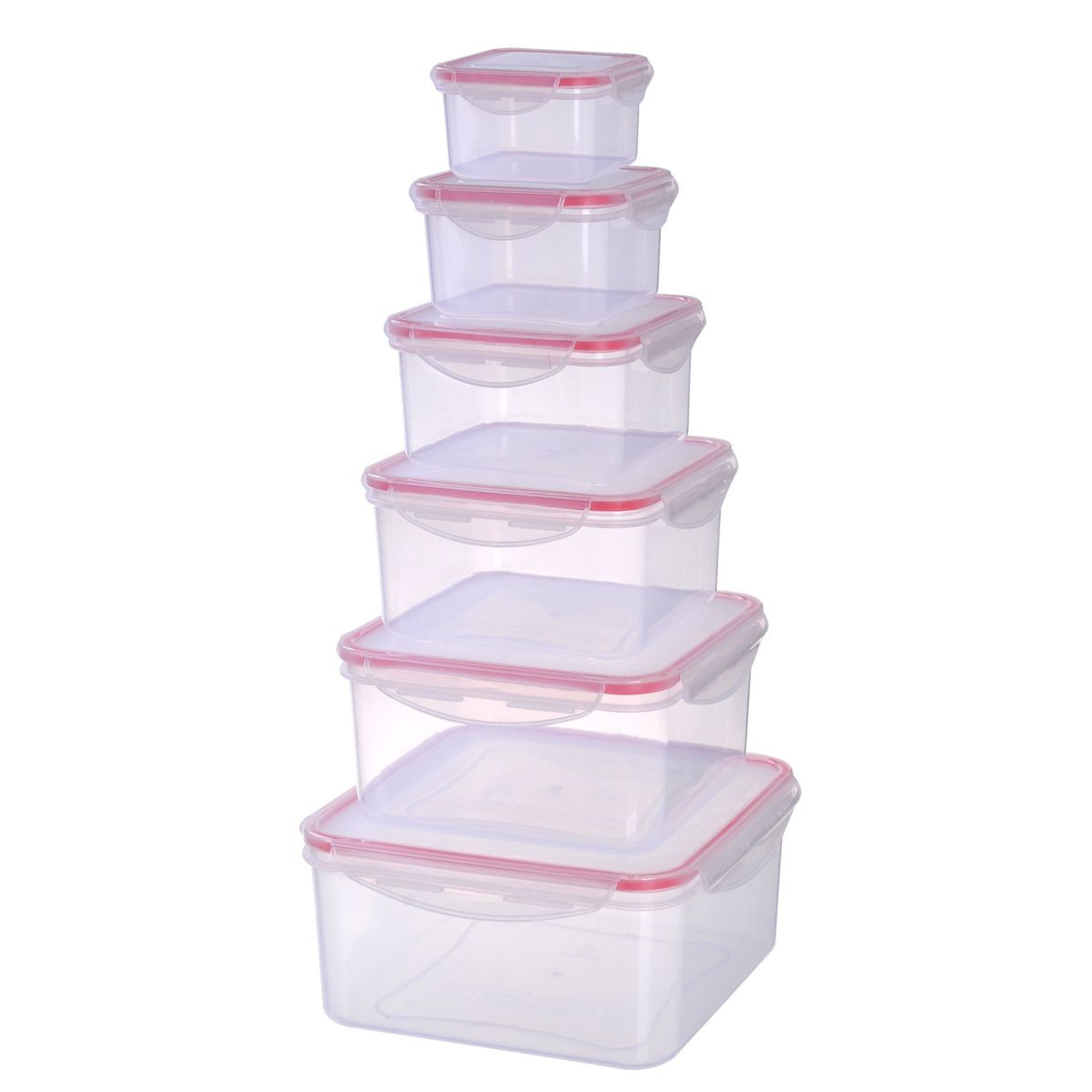Lot de 6 boîtes carrées hermétiques en plastique