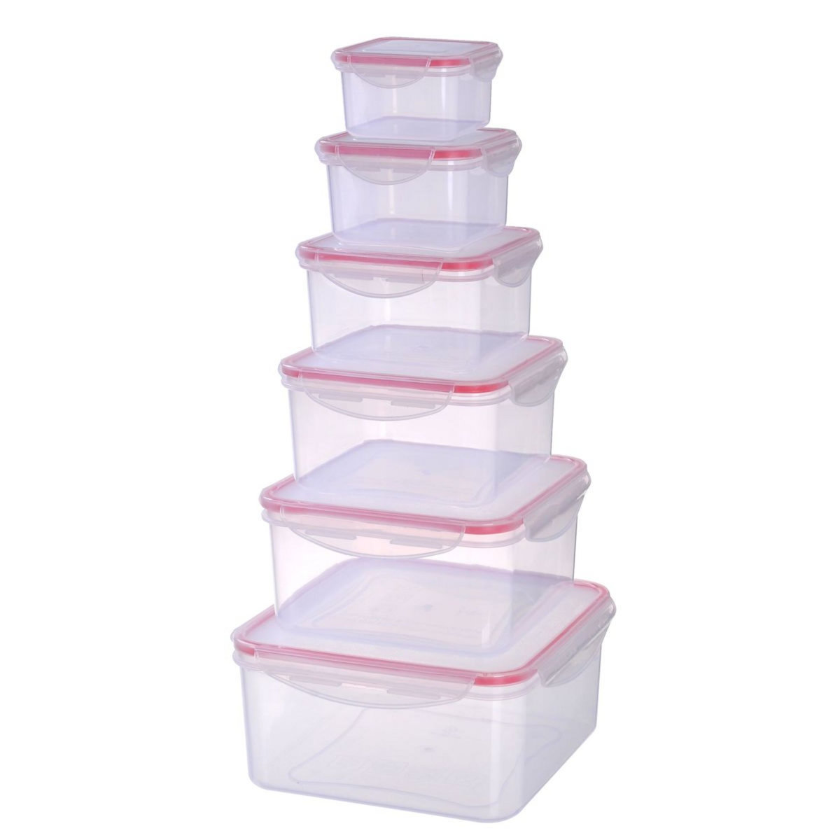 Lot de 6 boîtes carrées hermétiques en plastique