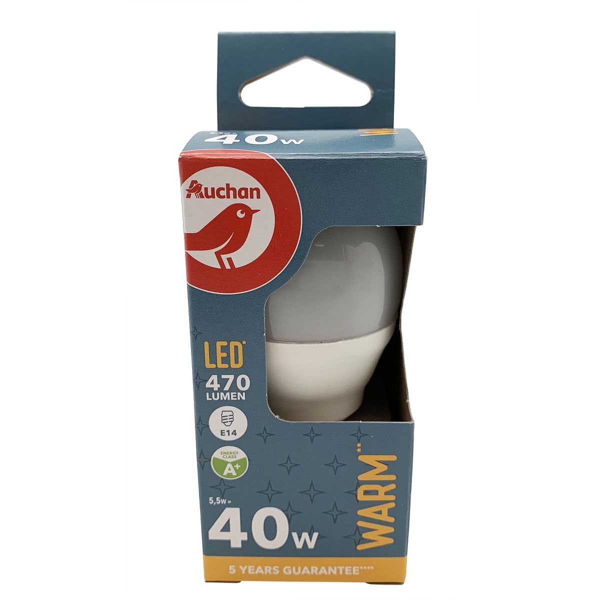 AUCHAN Ampoule LED mini E14 40W Blanc chaud