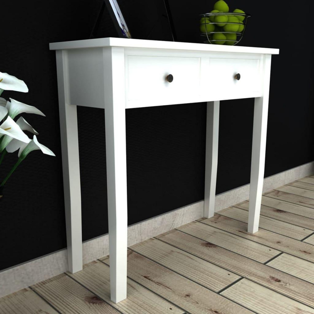 VIDAXL Table de console et coiffeuse avec 2 tiroirs Blanc