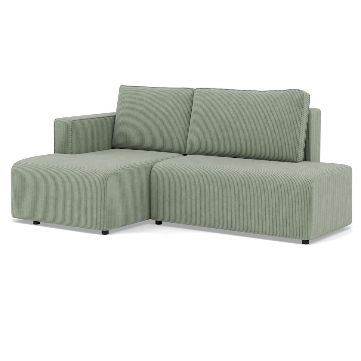 BEST MOBILIER Topaze - canapé d'angle gauche 4 places convertible avec coffre en velours côtelé