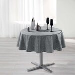 Paris Prix Nappe Ronde Imprimée  Shantung  180cm Gris